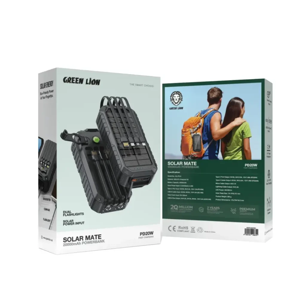 پاوربانک خورشیدی گرین لاین مدل solar mate ظرفیت 20000 میلی آمپر ساعت - Image 4