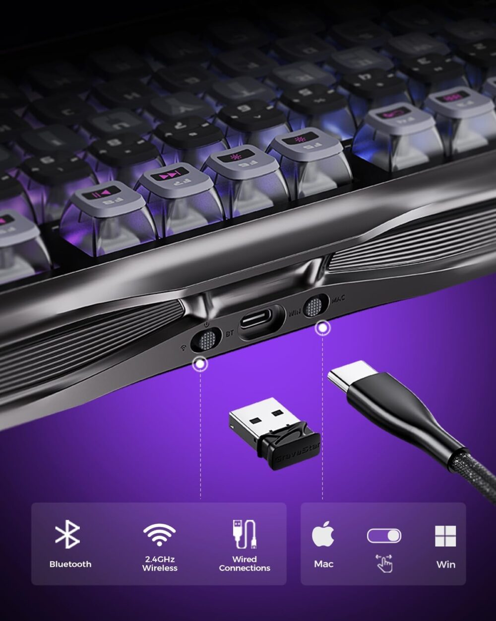 کیبورد مکانیکی برند GravaStar مدل Mercury K1 Pro RGB اصلی - Image 5